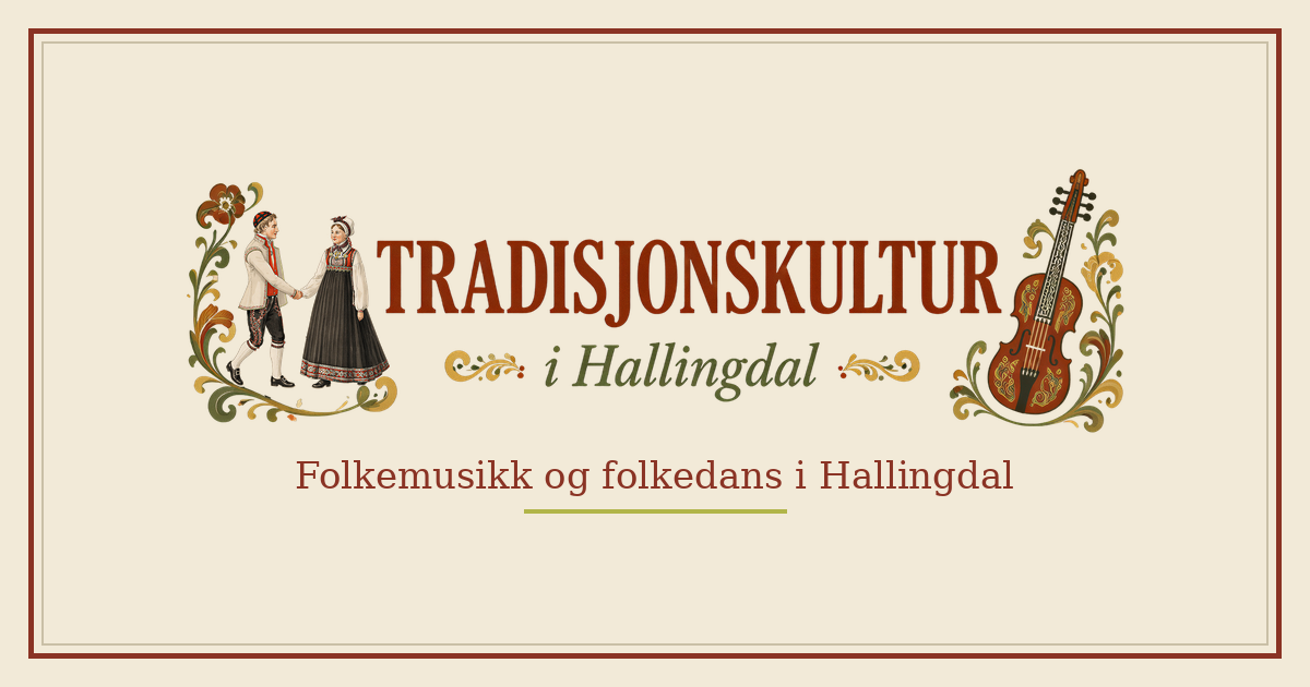 Logo for prosjekt Tradisjonskultur i Hallingdal, med folkedanspar og hardingfele