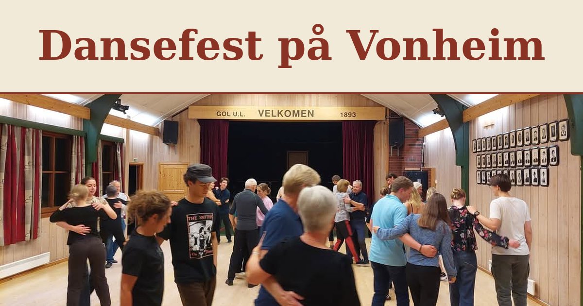 Folk dansar pardans i salen på Vonheim på Gol